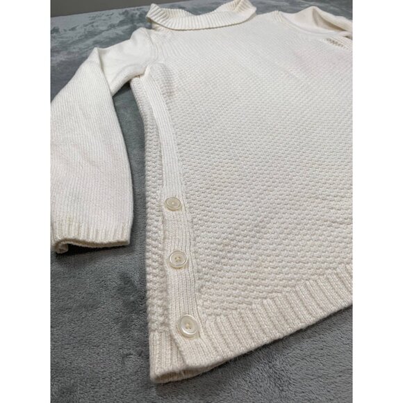Talbots Sweater Women Medium White Knit Turtleneck Button Side Long Sleeve CN904 - Picture 9 of 11